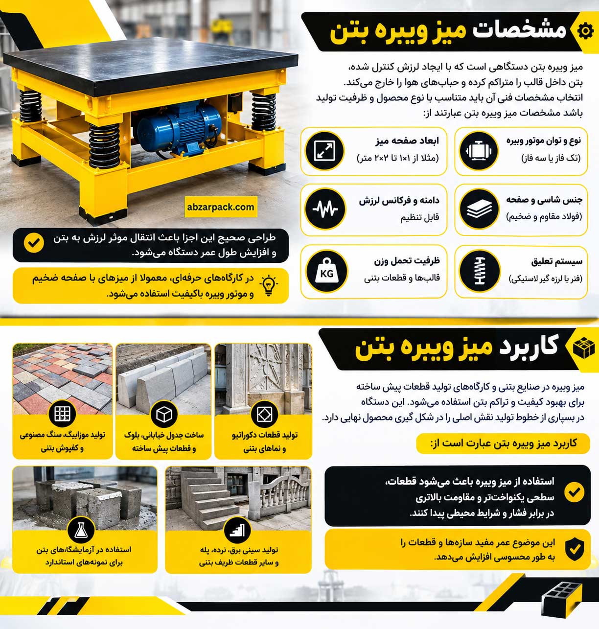 میز ویبره بتن (دستگاه میز لرزان)